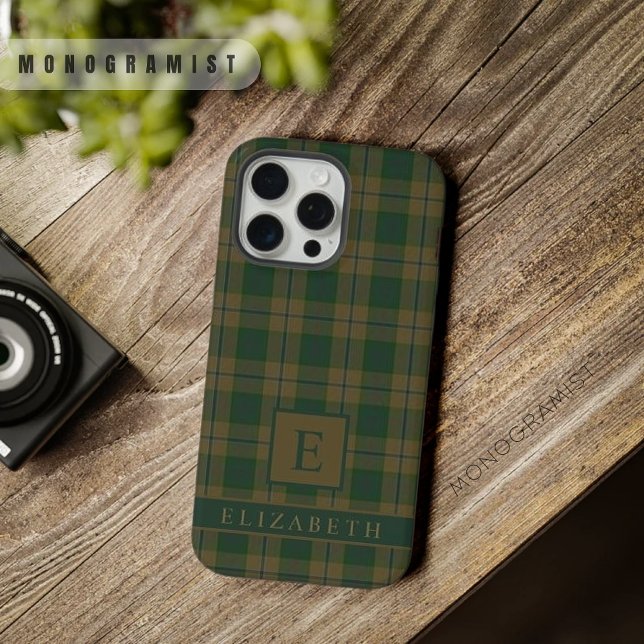 Funda Para iPhone Personalizado Tan Brown Green Checkered Pattern (Custom Tan Brown Green Checkered Pattern iPhone Case
)
