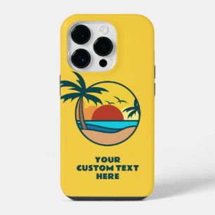 Funda Para iPhone 14 Pro Personalizado Textos Playa Tropical Atardecer