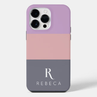 Funda Para iPhone 14 Pro Max Personalizado Tres Bloques De Color Lila Naranja G