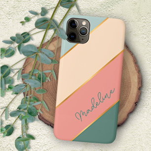 Funda Para iPhone 16 Pro Max Personalizado Verde Azulado Melocotón Rubor Rosa R