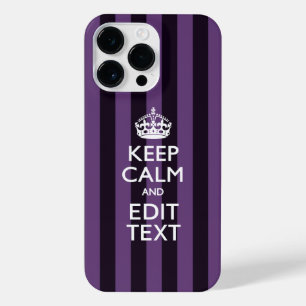 Funda Para iPhone 14 Pro Max Personalízalo Mantén tranquilo tu texto Rayas púrp