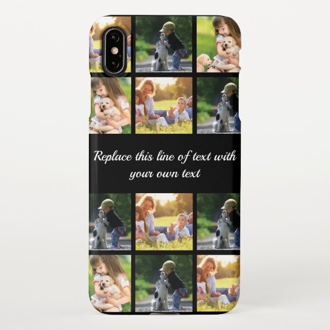 Funda Para iPhone Personalizar el collage de fotos y el Funda de tex (Reverso)