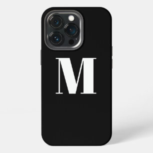Funda Para iPhone 13 Pro Personalizar inicial de monograma negro blanco