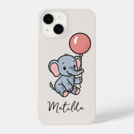 Funda Para iPhone 14 Personalized Adorable Elephant with Balloon Phone