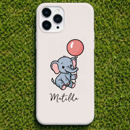 Funda Para iPhone 14 Personalized Adorable Elephant with Balloon Phone