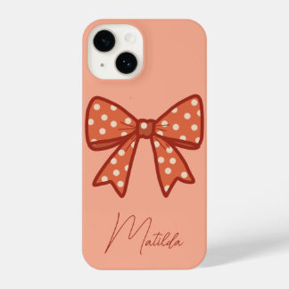 Funda Para iPhone 14 Personalized Cute girly gingham bow ribbon