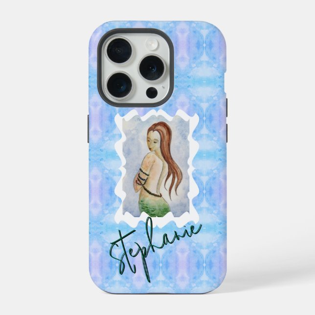 Funda Para iPhone Personalized Mermaid Watercolor Original Art (Reverso )