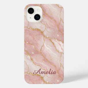 Funda Para iPhone 14 Plus Personalized Modern Rose Quartz Marble Gold