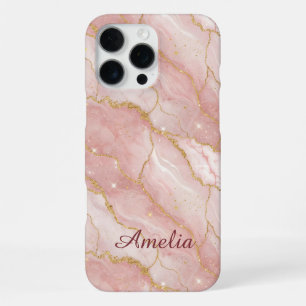 Funda Para iPhone 16 Pro Max Personalized Modern Rose Quartz Marble Gold