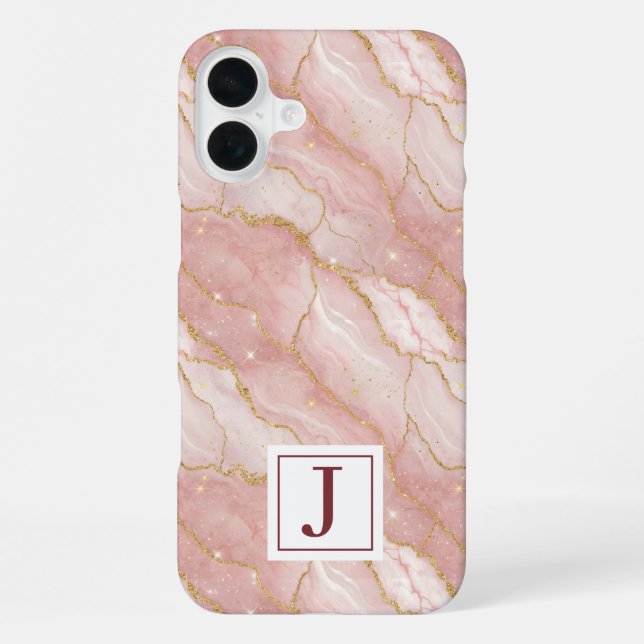 Funda Para iPhone Personalized Monogram Rose Quartz Gold (Reverso )