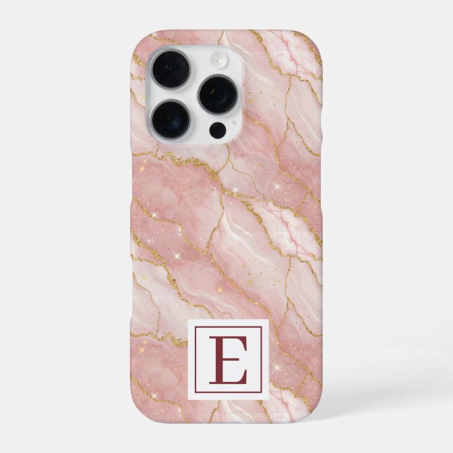 Funda Para iPhone Personalized Monogram Rose Quartz Gold (Reverso)