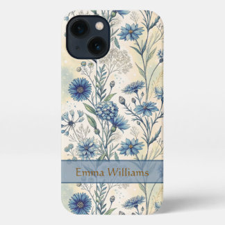 Personalized Name Blue Wildflowers