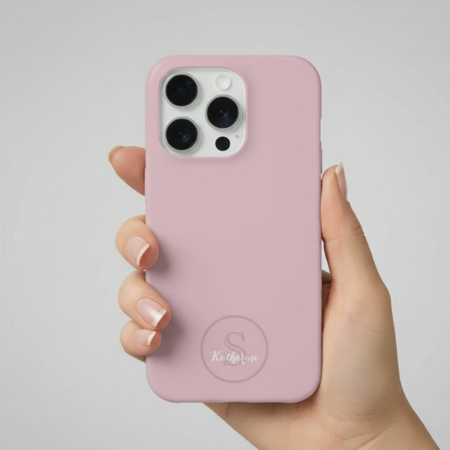 Funda Para iPhone Personalized Name Monogram Dusty Rose (Subido por el creador)