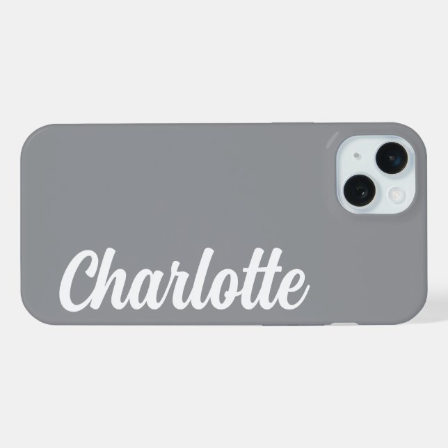 Funda Para iPhone Personalized Name Stylish Modern Minimal Dark Grey (Reverso Horizontal)