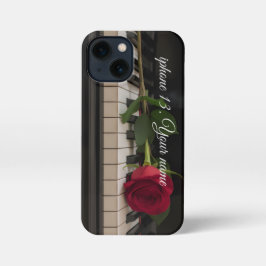 Funda Para iPhone 13 Mini Personalized Piano with a red rose - romantic 