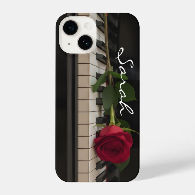 Funda Para iPhone Personalized Piano with a red rose - romantic (Reverso )