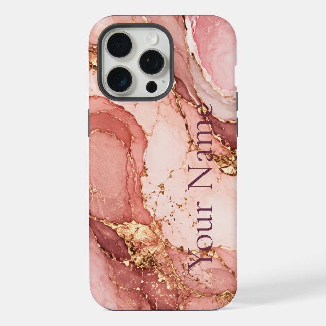 Funda Para iPhone Personalized Pink Marble Aesthetic Phone Case  (Reverso )