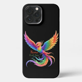 Funda Para iPhone 13 Pro Max Personalized Rainbow Phoenix Name Birthdate Gift