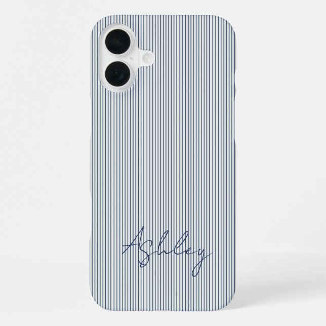 Funda Para iPhone Personalized Striped Blue Tones Minimalist Chic (Reverso )
