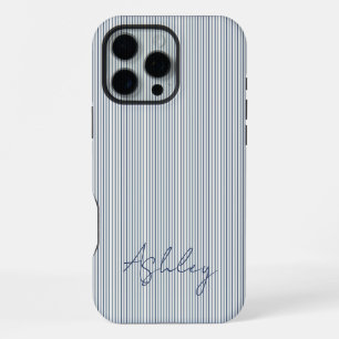 Funda Para iPhone 16 Pro Max Personalized Striped Blue Tones Minimalist Chic