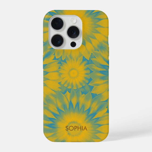 Funda Para iPhone Personalized Vibrant Sunflower Tie-Dye Art (Reverso )