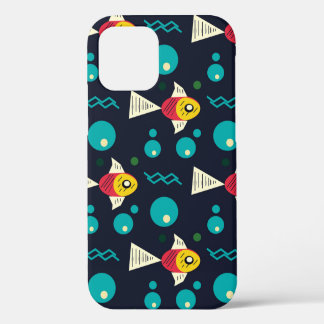 Funda Para iPhone 12 Pescado colorido con olas en el mar. Geometría par