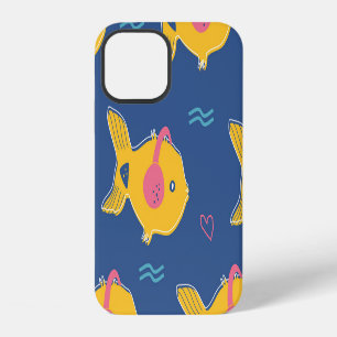 Funda Para iPhone 12 Pescados musicales: Patrón Personalizado Vintage.