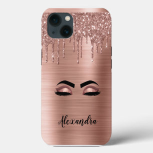 Pestañas con Brillo de Rosa Dorado Monograma Nombr
