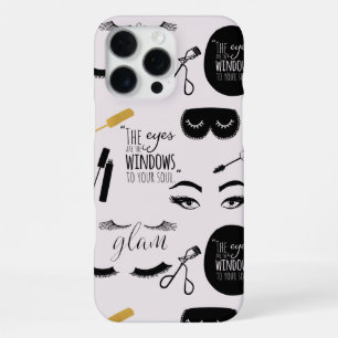 Funda Para iPhone 16 Pro Max Pestañas negras doradas Cumpleaños Glam