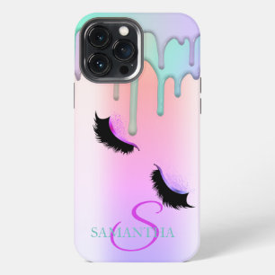 Funda Para iPhone 13 Pro Max Pestañas Postizas Brillo Colorido Goteo