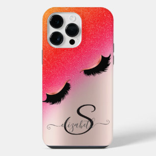 Funda Para iPhone 14 Pro Max Pestañas Postizas Chic Brillo Rosa Dorado
