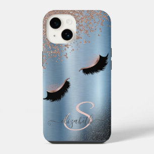 Funda Para iPhone 14 Pestañas Postizas Diamantes de Purpurina Negras Ro