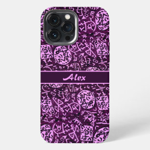 Funda Para iPhone 13 Pro Max Petroglifos morados (personalizable)