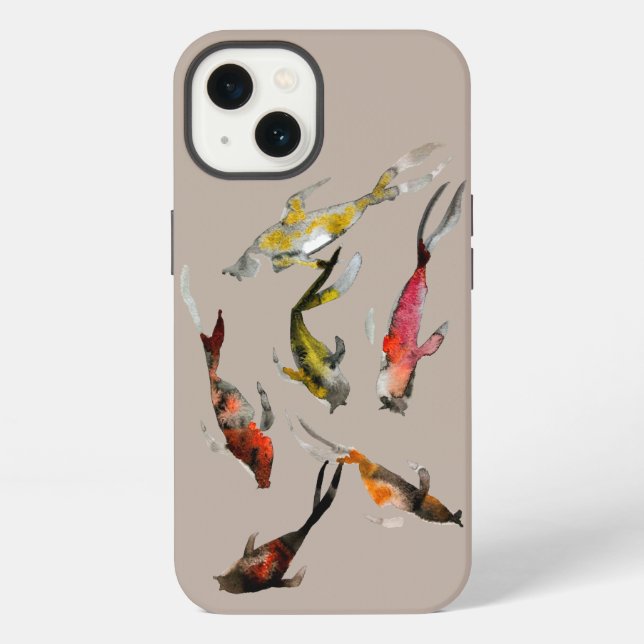 Funda Para iPhone Pez koi acuarela  (Reverso )