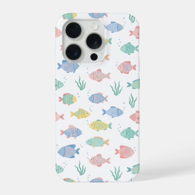 Funda Para iPhone Pez Patrón Tropical Tulimet Colorido  (Reverso )