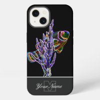 Pez payaso de acuario Neon-Pop-Art con Monograma!