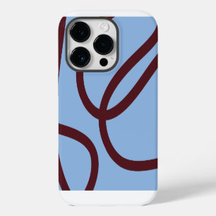 Funda Para iPhone 14 Pro Phone Case – Burgundy Lines on Blue