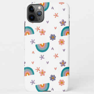 Funda Para iPhone 11Pro Max Phone Case – Rainbow and Flowers Cute Design