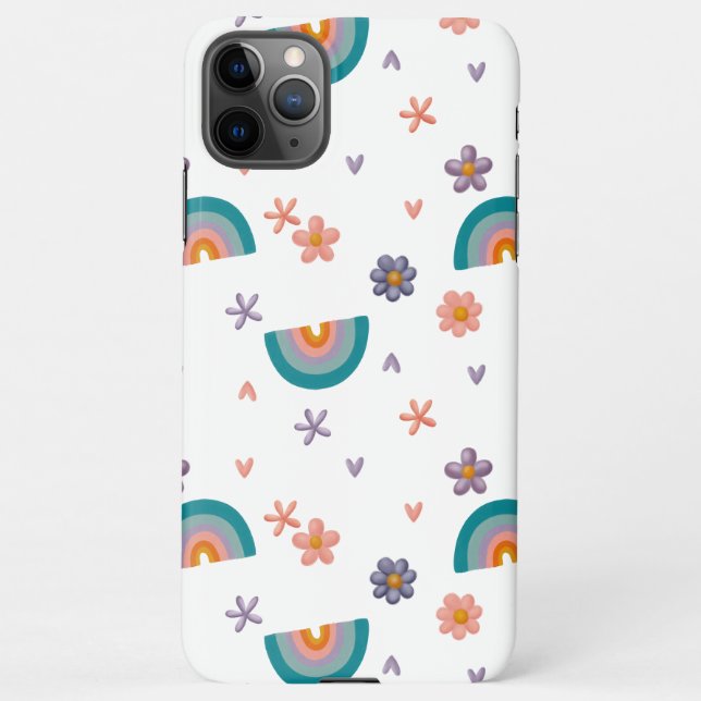Funda Para iPhone Phone Case – Rainbow and Flowers Cute Design (Reverso)