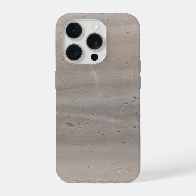Funda Para iPhone Piedra Travertina Pulida Champiñón Beige Minimalis (Reverso )