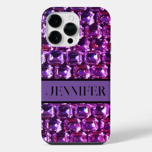 Funda Para iPhone 14 Pro Max Piedras preciosas diamantes morados elegantes