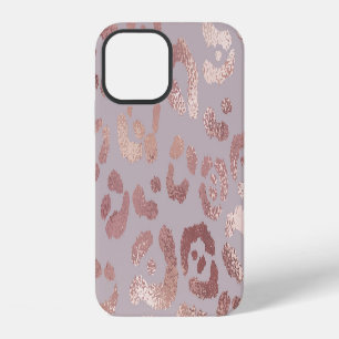 Funda Para iPhone 12 Piel de leopardo: elegancia en oro rosa.