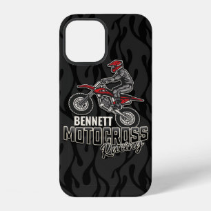 Funda Para iPhone 12 Piloto de Moto de Cross Personalizado NAME