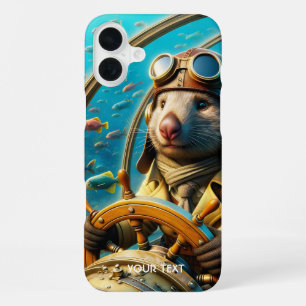 Funda Para iPhone 16 Plus Piloto de wombat lindo de fantasía bajo el agua