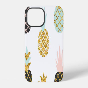 Funda Para iPhone 12 Piña con purpurina de oro, patrón creativo.