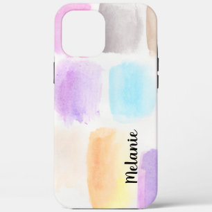 Funda Para iPhone 12 Pro Max Pinceladas de Acuarela Arcoíris Colorido