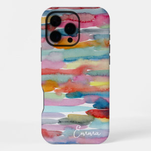 Funda Para iPhone 16 Pro Max Pinceladas de raya de acuarela colorida
