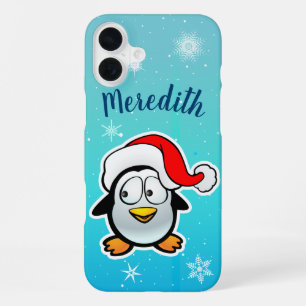 Funda Para iPhone 16 Plus Pingüino Lindo Con Sombrero De Navidad