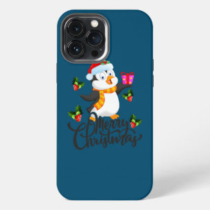 Funda Para iPhone 13 Pro Max Pinguino Lindo Navidad En Julio Santa Muérdago