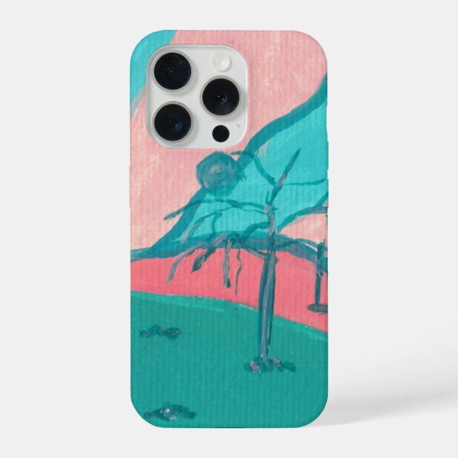 Funda Para iPhone Pink and Green Minimalistic Landscape Phone Case (Reverso )
